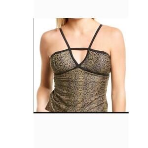 Nicole Miller Swimsuit One Piece Snakeskin Multi Strap Large NWOT